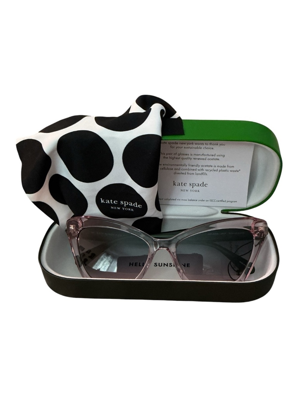 NWT Kate spade Pink Transparent Cat Eye Sunglasses preppy luxury resort wear